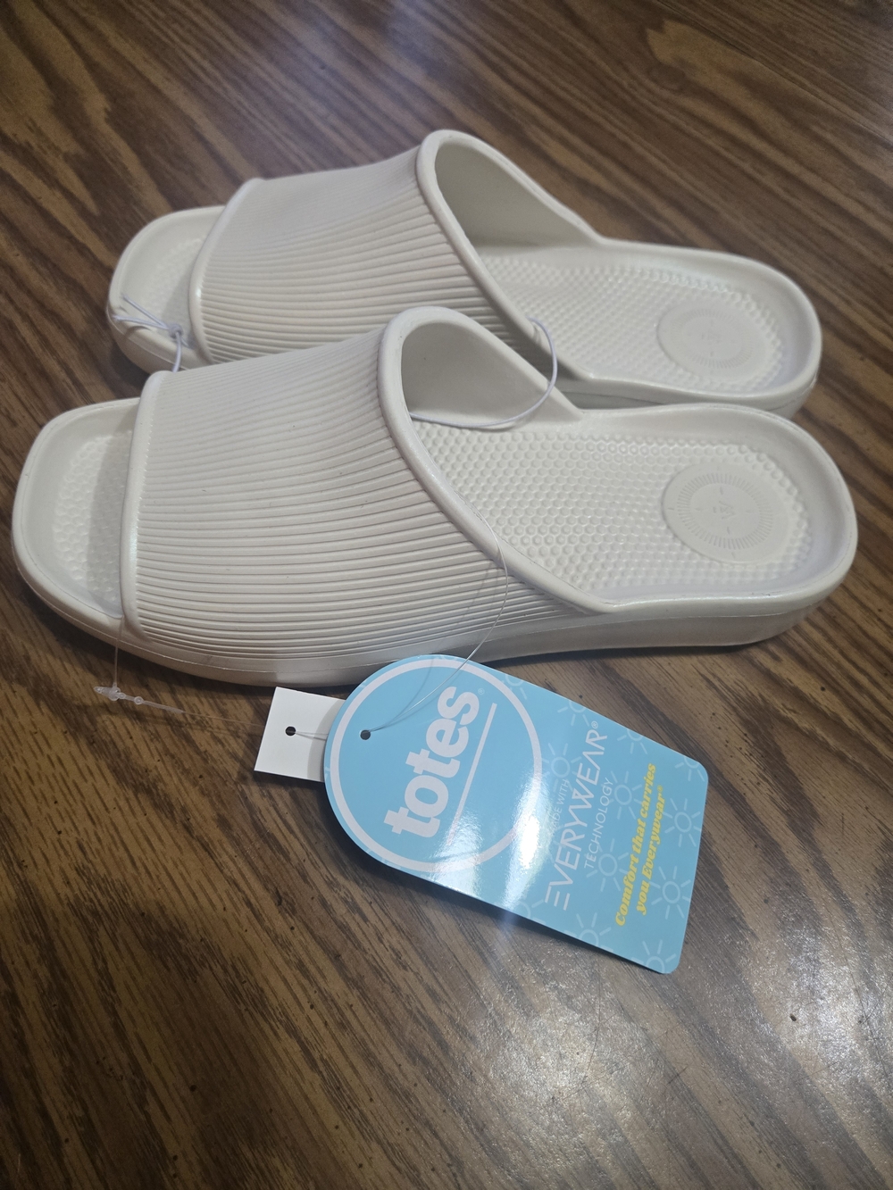 Totes Cream Slide Sandals